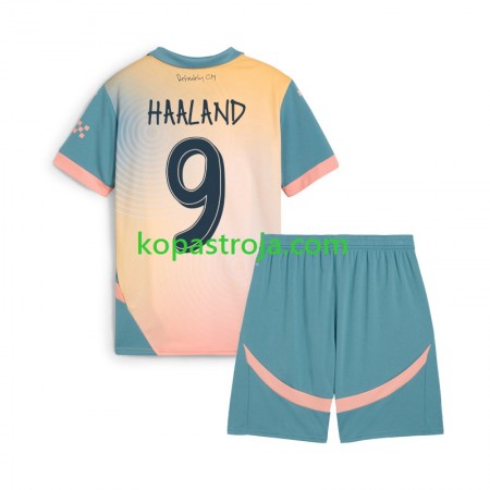 Billiga Fotbollströjor Manchester City Haaland 9 Barn Fjärde tröja 2024/25 Kortärmad